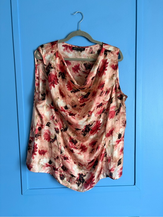 Jones New York Tops - Jones New York Floral Cowl Neck Camisole in Blush and Red - 20W